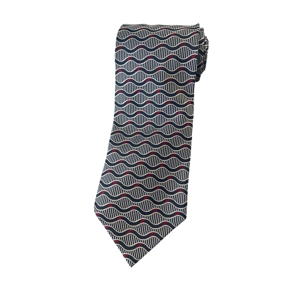 Ike Behar New York Silk Necktie Wave Pattern Men's Fashion Accessory